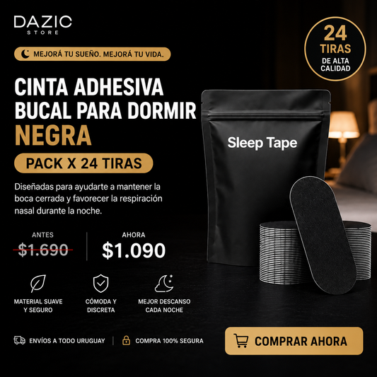 Cinta Adhesivas Bucales Para Dormir Negra
